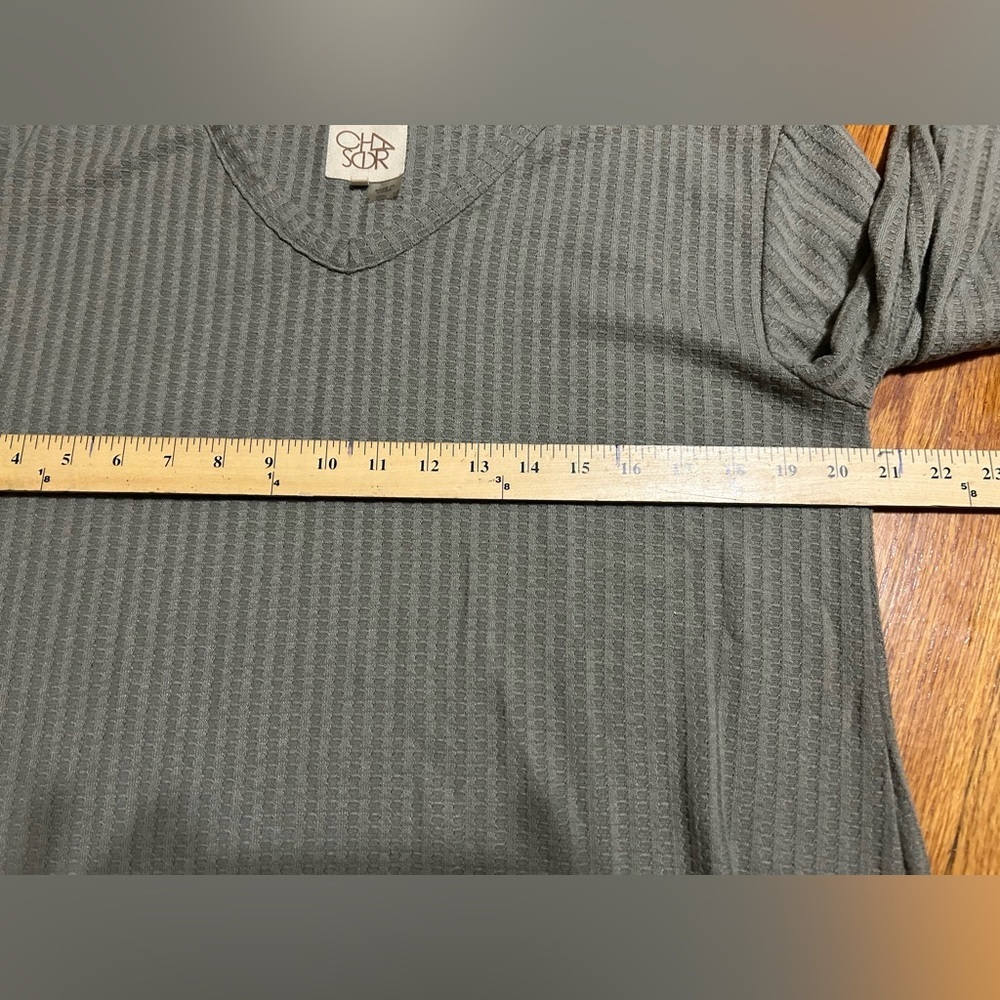 Chaser Women's Long Sleeve Waffle Knit Thermal Top Green Size XL - Picture 7 of 7